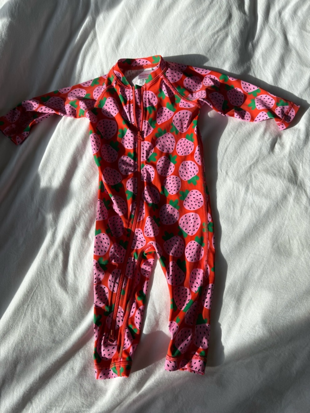 Hanna Andersson Pink & Red Strawberry Zip One-Piece
